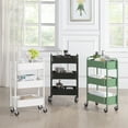 thumbnail image 2 of SunnyPoint 3-Tier Compact Rolling Metal Utility Cart with Caster Wheels, Black, 2 of 5