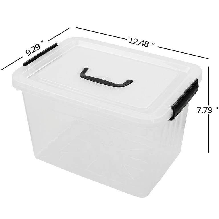 CadineUS 6 pack 5 Liter Clear Plastic Storage Bin, Plastic Boxes with Lids