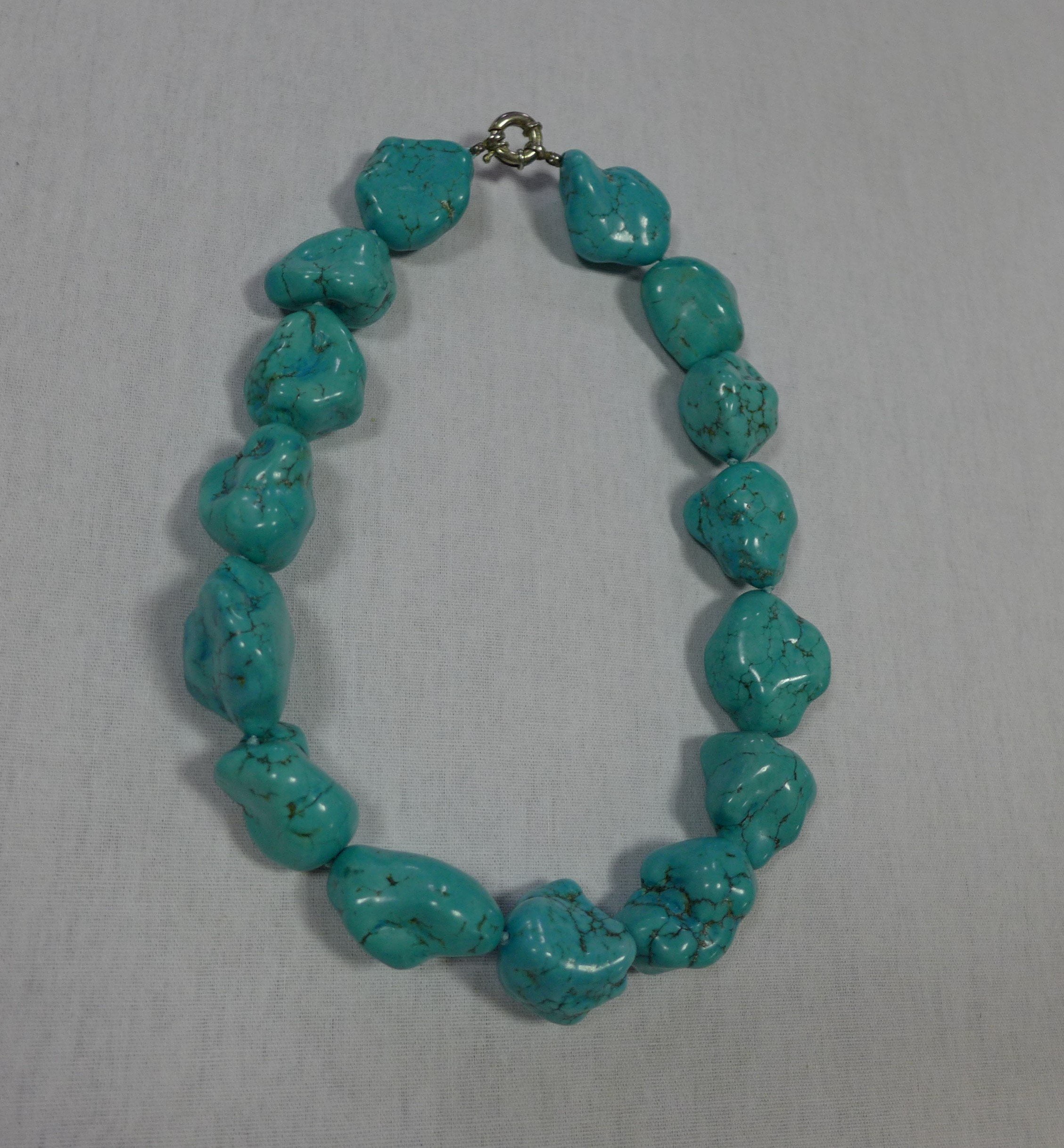 Boho Style Turquoise Stone Round Shape Large Disc Necklace - Temu