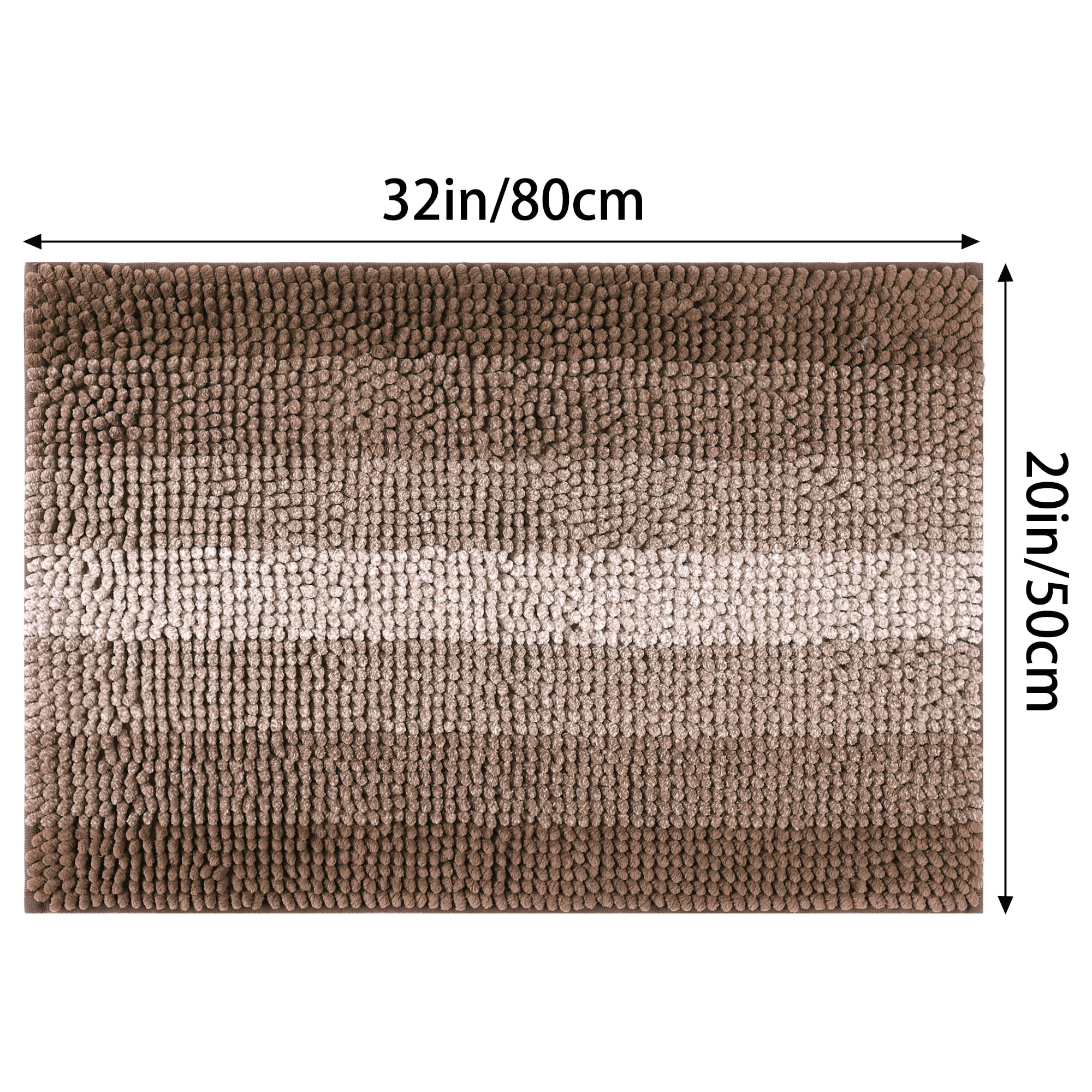 Unique Bargains Striped Bathroom Rugs Non-Slip Bath Carpet Bath Mats Coffee-2 20"x32"