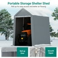 thumbnail image 6 of Heavy Duty Outdoor Storage Shed, 6x8 FT Carport with Roll-Up Zipper Door, Waterproof Storage Tent Shelter Canopy for Motorcycle, Bike, Car, Garden Tools, Grey, 6 of 7