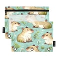 thumbnail image 2 of 2 Pack Pencil Pouch for 3 Ring Binder Smooth Zipper Folders with Pockets Clear Window Pencil Case Cute Capybara and Leaf, 2 of 6