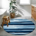 thumbnail image 4 of 3.3ft Round Rug, Navy Blue Ombre Non-Skid Rubber Backing Large Area Rugs - Living Room Bedroom Home Office, Modern Oil Painting Waves Abstract Indoor Floor Mat Carpets Washable Rug, 4 of 9