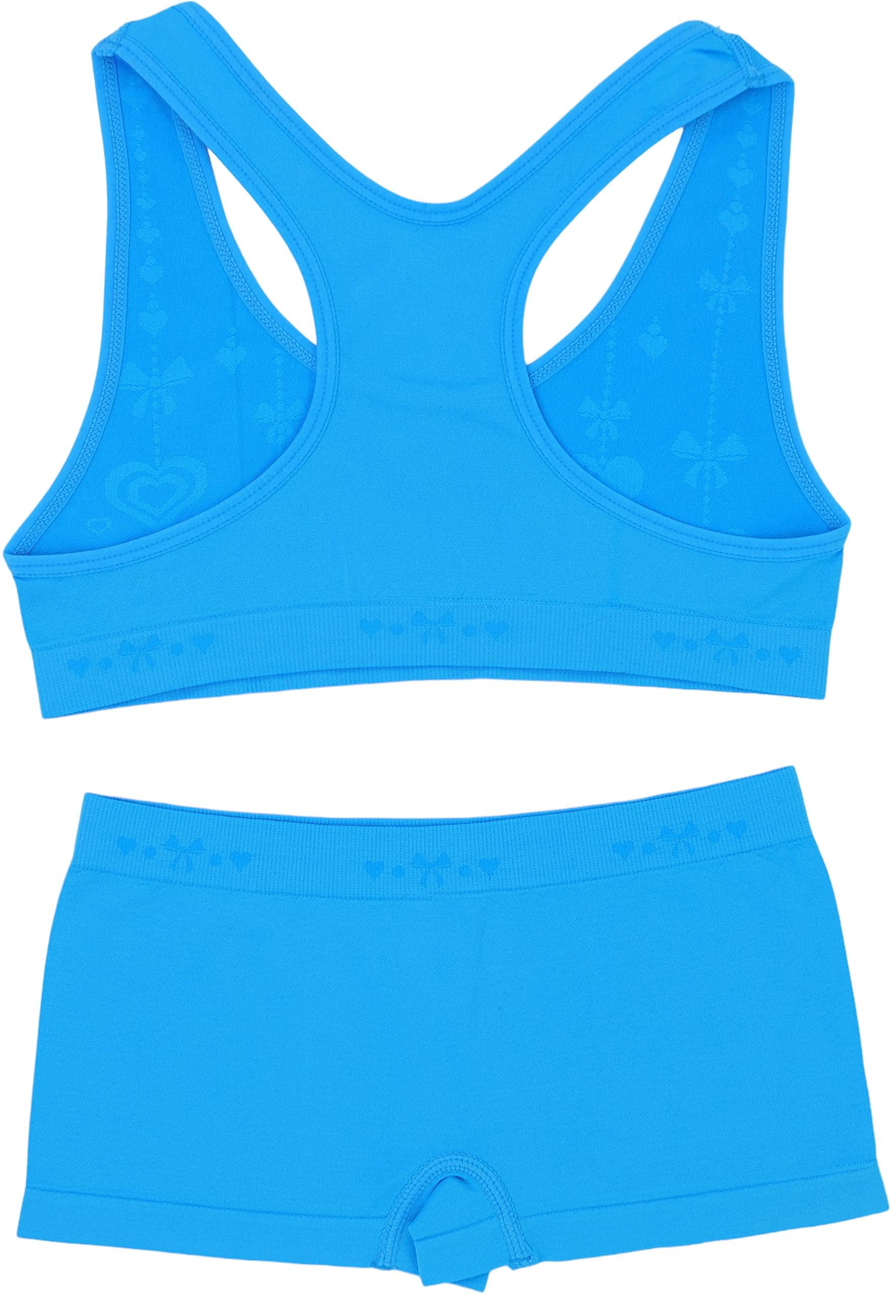 ToBeInStyle Girl's Pack of 6 Racerback Bras & Matching Boyshort Bottoms - Love Balloon Maiden - Small