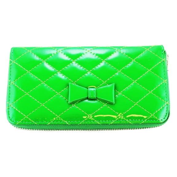 Quilted Compact Purse - Slim & Convenient Womans Wallet (Green)