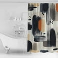 thumbnail image 4 of 72x78 Inch Shower Curtain Black Geometric Bathroom Decor Waterproof Fabric Bathtub Bath Curtains Decorative Beige Abstract Minimalist Artwork Extra Long Shower Curtain Set with Hooks, 4 of 6