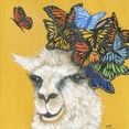 thumbnail image 2 of Tava Studios 26x26 White Modern Wood Framed Museum Art Print Titled - Llama and Butterflies, 2 of 4