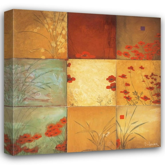 Don Li-Leger 20x20 Gallery Wrapped Canvas Wall Art Titled - Poppy Nine Patch