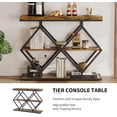 thumbnail image 3 of Industrial 3-Tier Entryway Table with Diamond-Shaped Metal Frame - Console Sofa Table with Open Shelves for Hallway & Foyer, 3 of 4