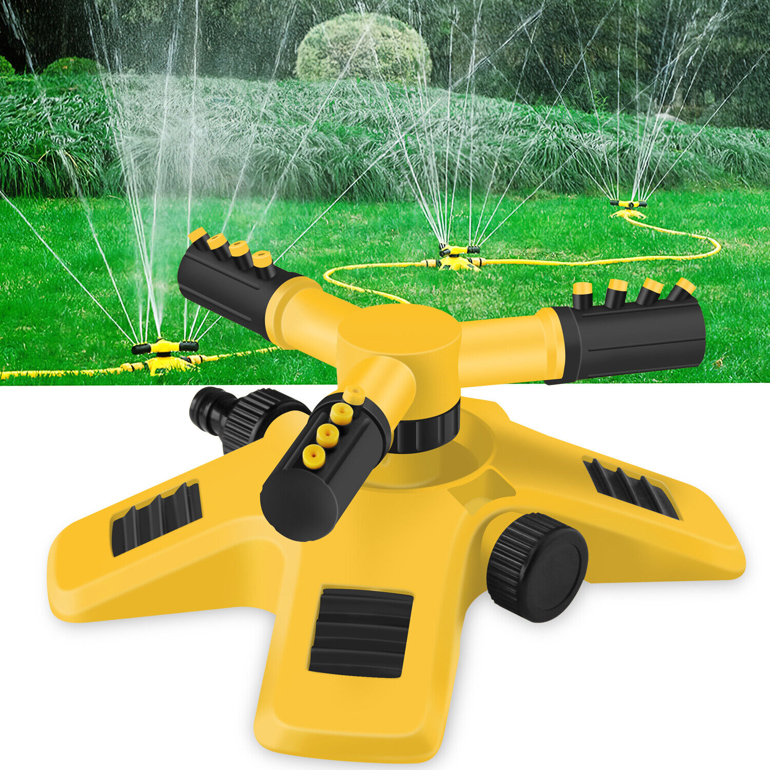 Liwarace 360° Auto Rotating Lawn Sprinklers Garden Spray Grass Watering Irrigation System