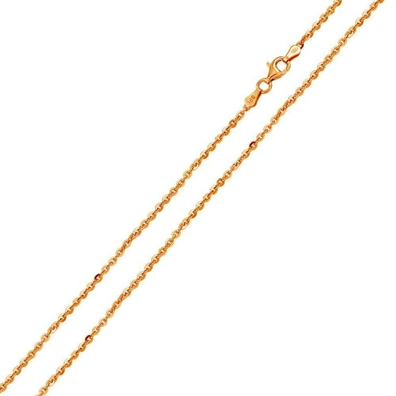Rose Gold Plated 925 Sterling Silver Diamond-Cut Edge Rolo 050 Chains 1.7mm 20" Jewelry Female