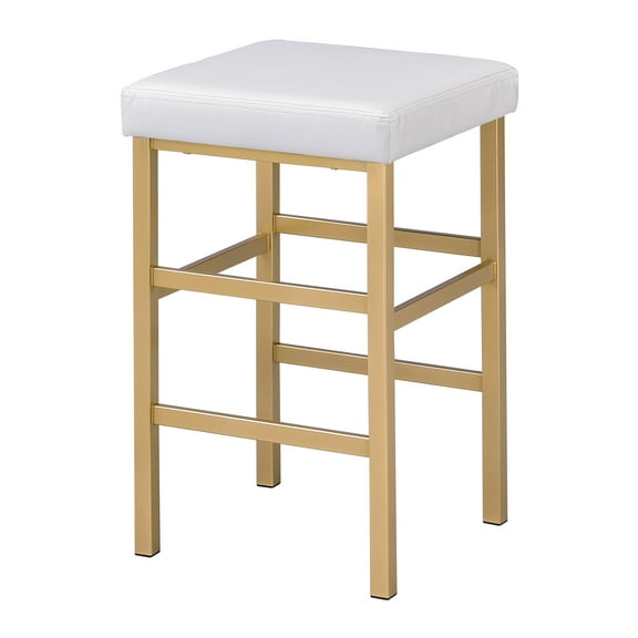 OSP Home Furnishings 26" Gold Backless Stool in White