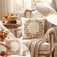thumbnail image 3 of Fall Leaf Wreath Embroidered Throw Pillow Cover Thanksgiving Sofa Decor, 3 of 5
