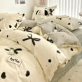 thumbnail image 3 of King Size Black Bow Beige Bow Duvet Cover Single Heart Bows Bowknot Print Kawaii Bedding Set Kids Girls Cute Bow Tie Microfiber Comforter Cover, 3 of 5