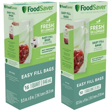 FoodSaver Easy Fill Vacuum Sealer Food Bags Variety Pack, 16 Quart Bags & 10 Gallon Bags