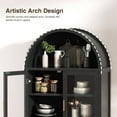 thumbnail image 4 of Vabches Arched Kitchen Pantry Storage Cabinet, 71" Tall Fluted Cabinet with 2 Glass Doors, 2 Doors for Kitchen, Living Room, Bedroom, 4 of 9