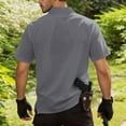thumbnail image 4 of Mens Polo Shirts Regular Solid Color Short Sleeve Button Down Collared Tops Loose Outdoor Summer Casual Dress Shirts for Men Grey L, 4 of 9