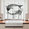 thumbnail image 2 of Ambesonne Koi Fish Kitchen Curtains, Japanese Carps Love, 55"x39", Black and White, 2 of 3