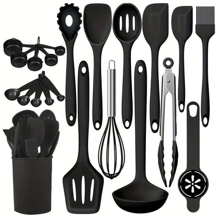 

22pcs Set of Silicone Cooking Tools Heat-Resistant Spatulas with a Holder Ideal for Nonstick Cookware And Safe for Dishwashers.