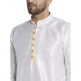 thumbnail image 4 of eloria Solid Dupion Silk Indian Stylish Traditional Men's Kurta With Dhoti Dress Party Wear Set, 4 of 6