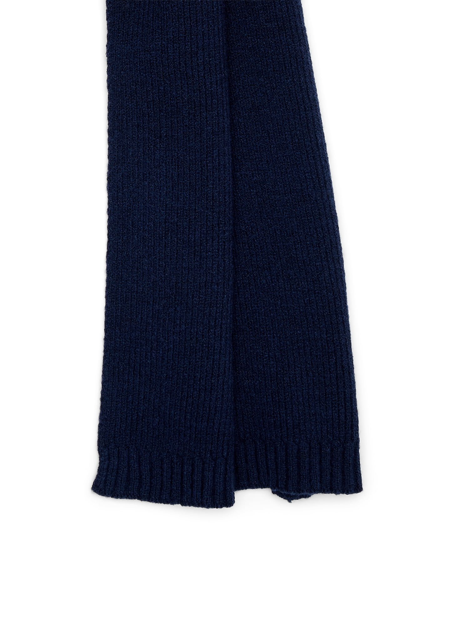 Time and Tru Women's Knit Scarf with Ribbed Trim, Dark Navy
