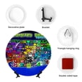 thumbnail image 5 of Lsque Geometry Dash Pattern Ceramic Decorative Plate Decorative Plates with Display Stand Personalized Porcelain Plate Ceramic Ornaments for Wall Hanging Decoration-10in, 5 of 6