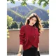 thumbnail image 3 of Suéter de lana con cuentas para mujer, ropa de moda sólida, otoño e invierno, nuevo, suelto, cuello medio alto, rojo, grueso, para viajar al trabajo, 3 of 5