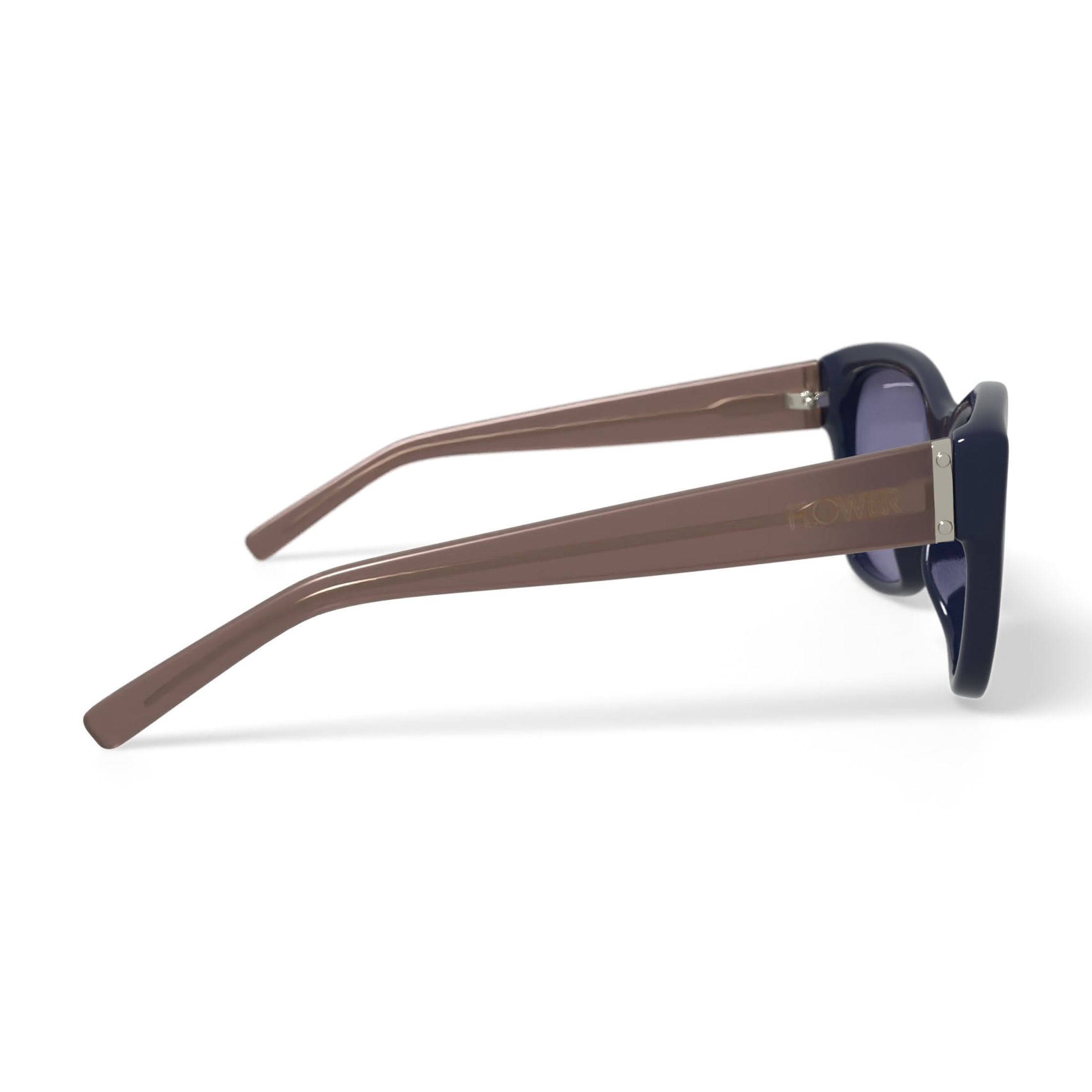FLOWER Women's Rx'able Fashion Sunglasses, FLR1000, Charlie, Navy, 54-18-135, with Case