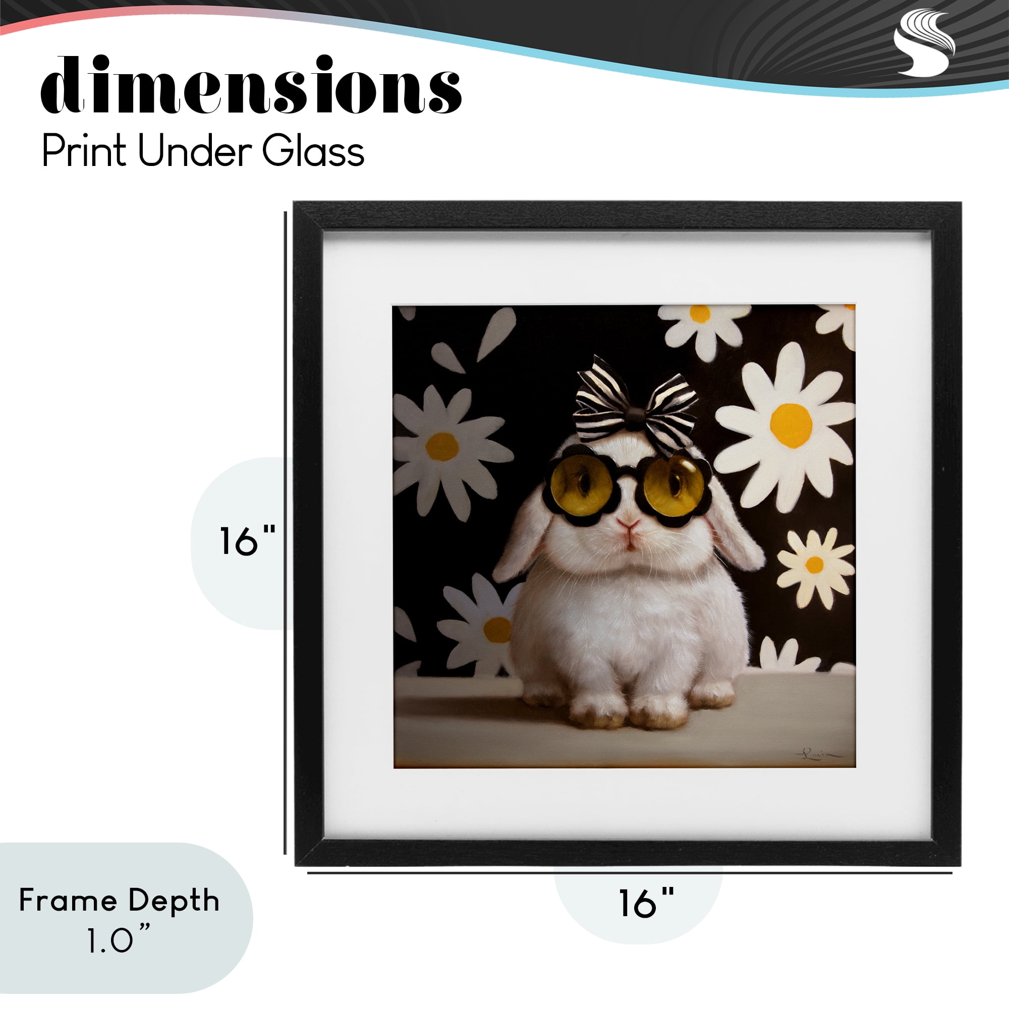 Stupell Industries Boopsie Daisy Bunny Black Framed Print Under Glass, design by Lucia Heffernan
