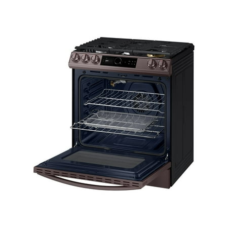 Samsung - 6.0 Cu. Ft. Front Control Slide-in Gas Range with Smart Dial, Air Fry & Wi-Fi, Fingerprint Resistant - Tuscan stainless steel