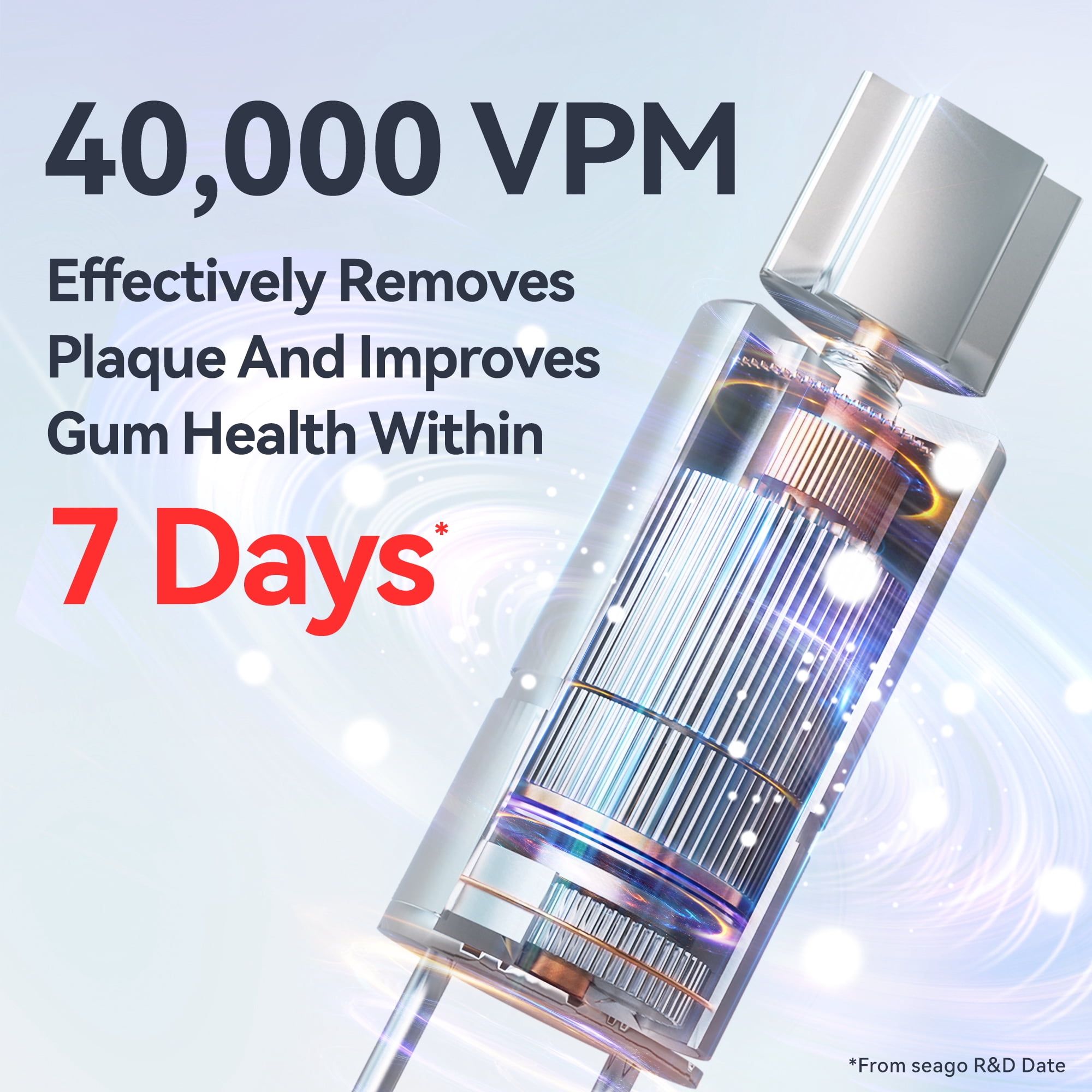 Seago Sonic Electric Toothbrush For Adult, 8 Brush Heads, 1 USB charging cable,4000VPM, Black SG958