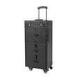 thumbnail image 2 of Rolling Makeup Train Case Cosmetic Trolley Makeup Luggage with Durable Metal Wheels Black, 2 of 10