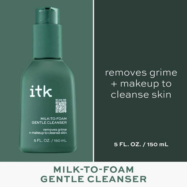itk Milk-to-Foam Gentle Cleanser, 5 oz, Prebiotic Gel Moisturizer