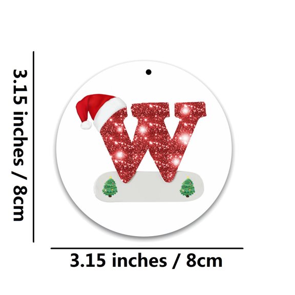 Beautynvta 26 Initial Letters Ornaments Christmas Tree Decoratin, 3.15'' Round Glittering Letter Pendant, Personalized Christmas Alphabet Decorations Gift, W