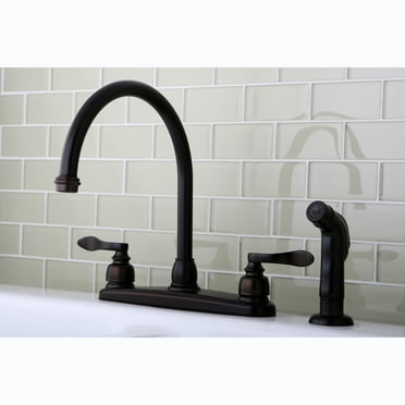 Kingston Brass Oil-Rubbed-Bronze Brass Two-Handled Kitchen Faucet with Side Sprayer