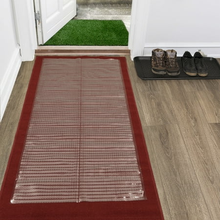 Ottomanson Multi-Grip Ribbed Clear Runner Rug Carpet Protector (Best Way To Freshen Carpet)