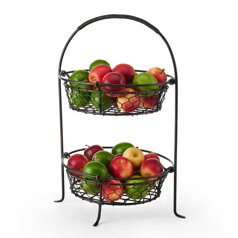 Gourmet Basics By Mikasa Horizontal Storage Fruit Basket, 2 Tier, Black