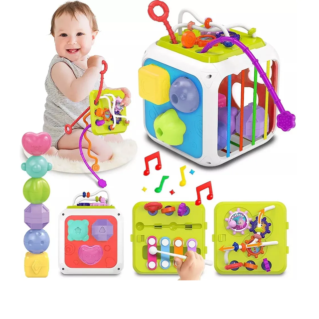 Juego De Enseñanza Para Bebés Con Cubo De Actividades 7 En 1 Juguete Xtellar multicolor