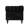 thumbnail image 3 of Home Design Kelso Velvet Rolled Arm Chair with Deep Button Tufting, Nailhead Trim and Turned Legs, Black, 3 of 7