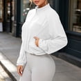thumbnail image 5 of Inverlee Women's Stand Collar Mesh Zip Up Cropped Athletic Jacket Lightweight Breathable Windbreaker Trendy Solid Gym Runing Outwear White L, 5 of 7