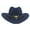 Navy Blue, variant on Xinwanna Western Cowboy Hat for Men Women Wide Brim Sun Protection Fedora Beach Hat Wool Cowgirl Felt Hat with Adjustable Strap (Black,S)
