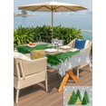 thumbnail image 4 of Outdoor Tablecloth with Umbrella Hole and Zipper, Grey Christmas Tree Rectangle Table Cloth 60x84 Inch Waterproof Tablecloth, Green Golden Xmas Tree Snowflake Winter Picnic Table Cover for Patio, 4 of 7