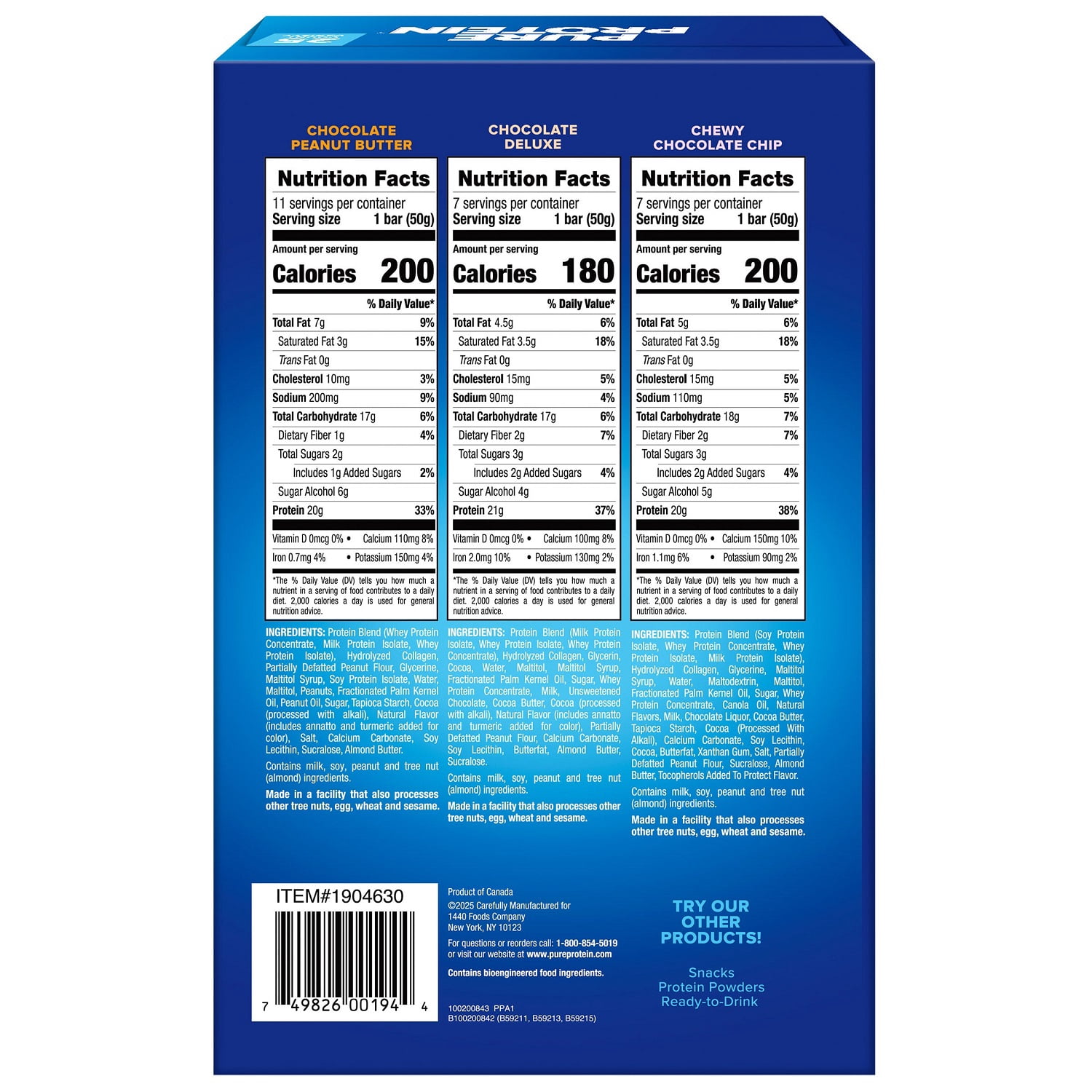 Pure Protein Bars, 20-21g Protein, Variety Pack, 1.76 Ounce (25 Count)