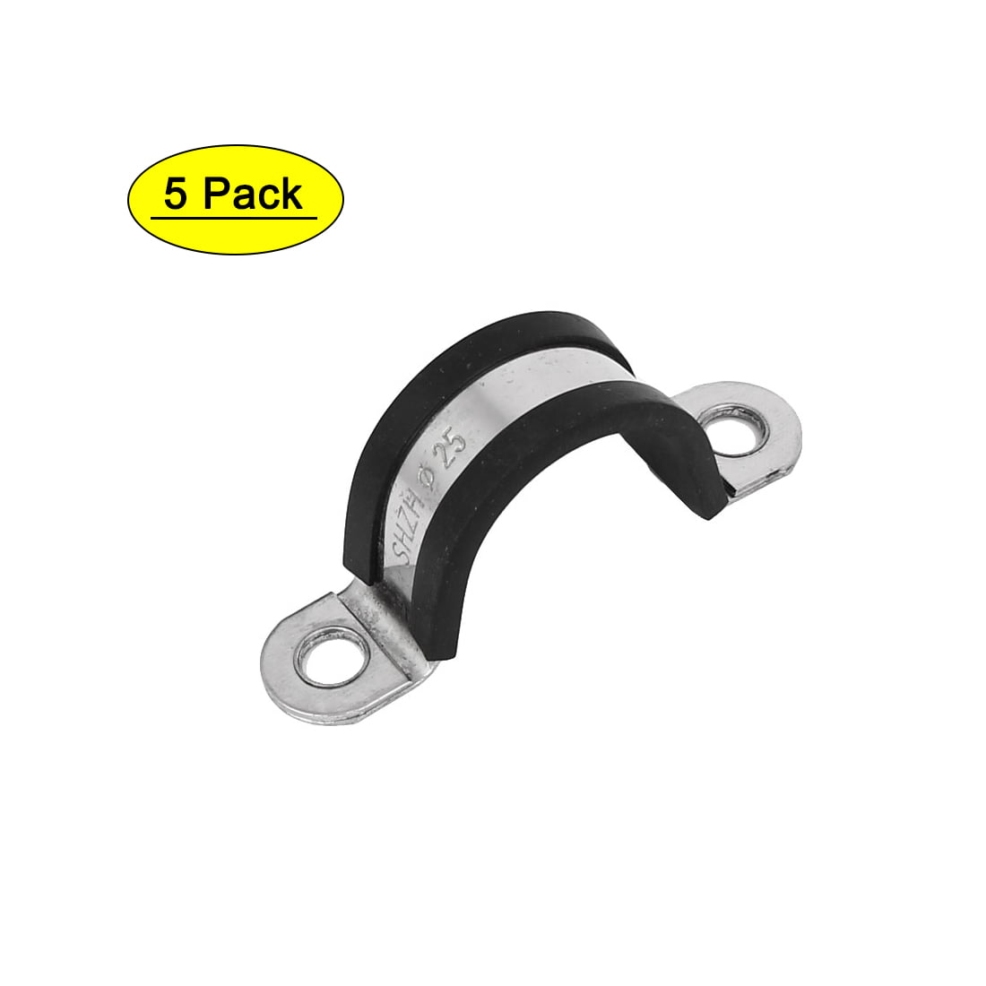 16mm Dia EPDM Lined R Shaped Zinc Plated Stainless Steel Pipe Clip Clamp 10pcs 