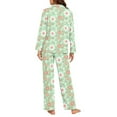 thumbnail image 3 of SCRAWLGOD White Daisy Woman Pajamas Long Sleeve Button Up Pj Tops for Women Sleepwear V Neck 2 Set Outfits for Women Size 4XL Lightweight Nightwear Set Women, 3 of 7