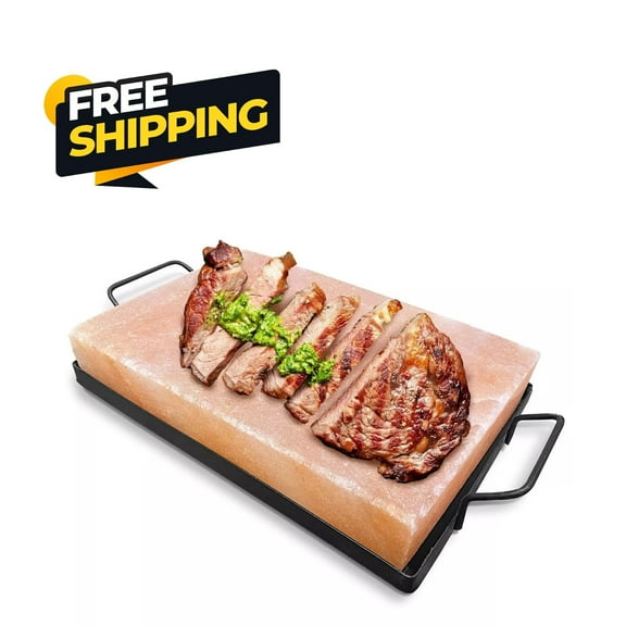 Himalayan Pink Salt Cooking Block 12x8x2 with Tray for Grilling, BBQ & Seasoning