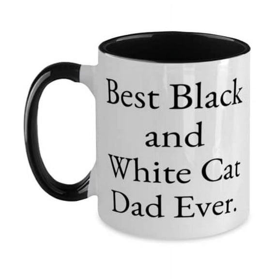 Unique Idea Black and White Cat, Best Black and White Cat Dad Ever, Unique Idea Two Tone 11oz Mug For Cat Lovers From Friends