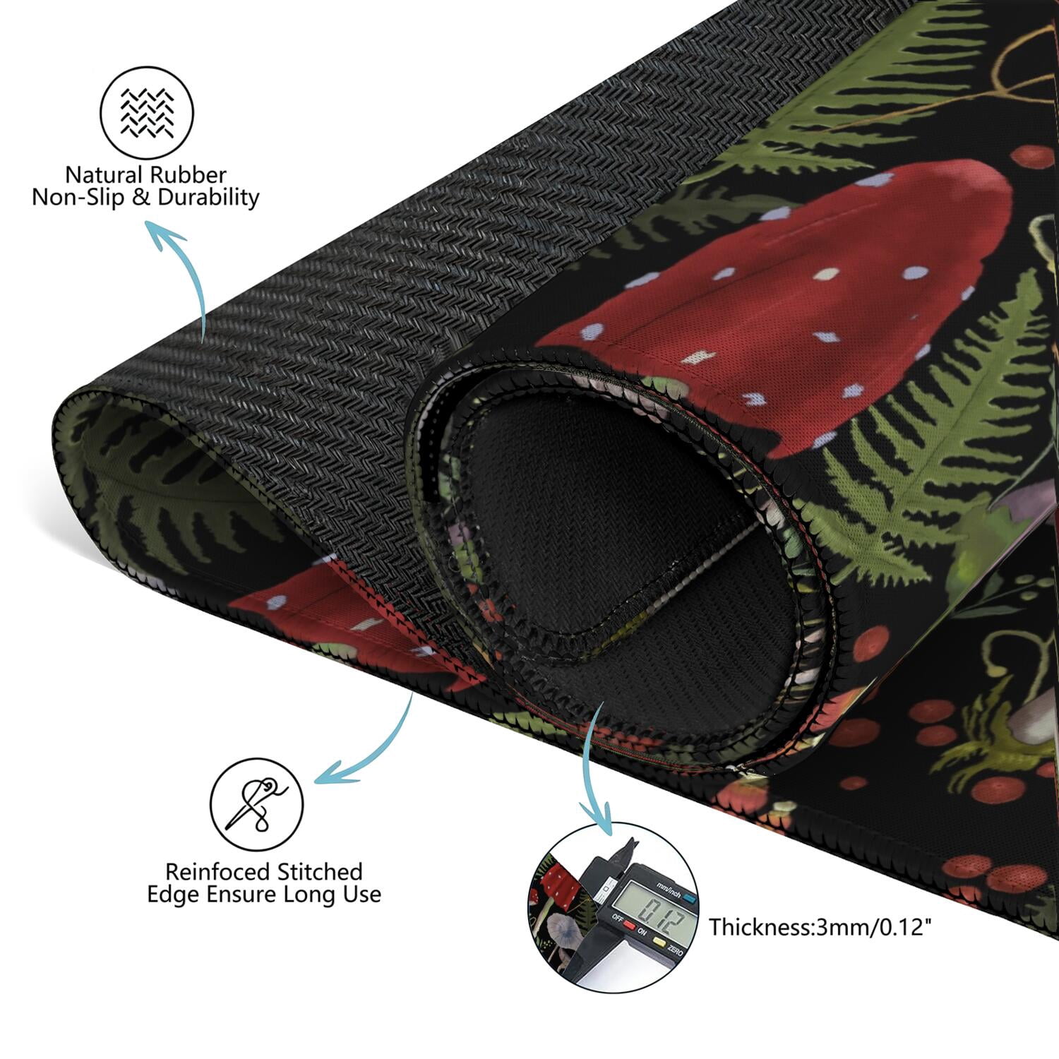 31.5 Inch Botanical Plants Mahjong Playing Mat Constructed from High Quality Rubber with Anti-Slip Properties and Noise Reduction Features for Card Games Board Games
