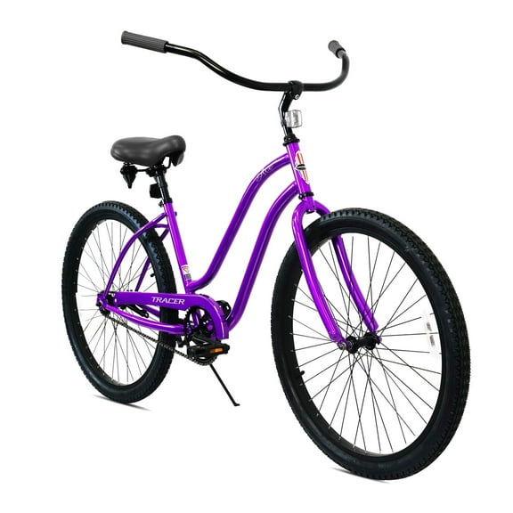 Tracer ACE Women's Beach Cruiser Bikes, 26" Wheels, Comfortable Saddle, Wide Handlebar, Single Speed, Coaster Brake for Adult, Purple