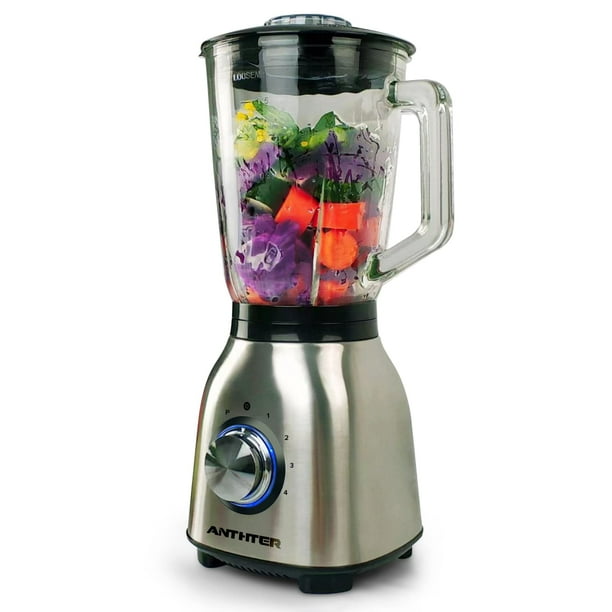 Anthter Professional Plus Batidoras para cocina, licuadora de motor de 950 W con encimera de acero inoxidable, tarro de vidrio de 50 onzas, ideal para puré, trituración de hielo, batidos y batidos
